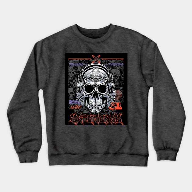 Skull Sound Experience (metallic skull wearing headphones) Crewneck Sweatshirt by PersianFMts